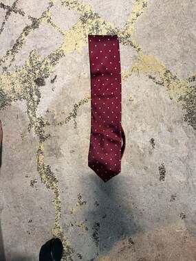 Chiavari Made in Italy Burgundy and White Polka Dot Silk Necktie